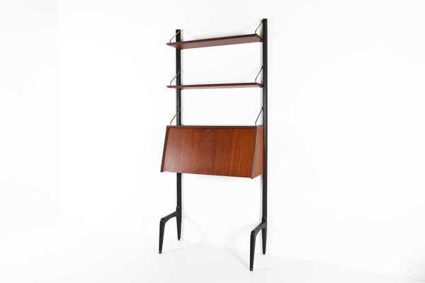 Vintage Wandregal von Louis van Teeffelen für WéBé, 1950er Vintage Wandregal aus Teak von Louis van Teeffelen für WéBé