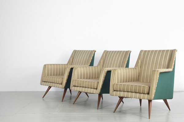 Vintage Lounge Chairs 1950s Set of 3 for sale at Pamono