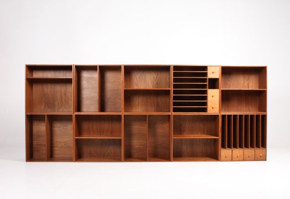 Vintage Walnut Wall Mounted Bookcases 1950s Set Of 10 For Sale