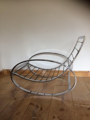 Vintage Ellipse Chrome Plated Metal Rocking Chair By Renato Zevi - Old Metal Outdoor Rocking Chairs Vintage Ellipse Chrome Plated Metal Rocking Chair By Renato Zevi - Old Metal Outdoor Rocking Chairs