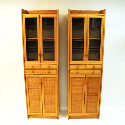 Glass Pine Cabinets By Yngve Ekstrom For Swedese 1970s Set Of