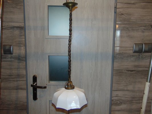 Lampe A Suspension Ancienne En Verre Et En Laiton En Vente Sur Pamono