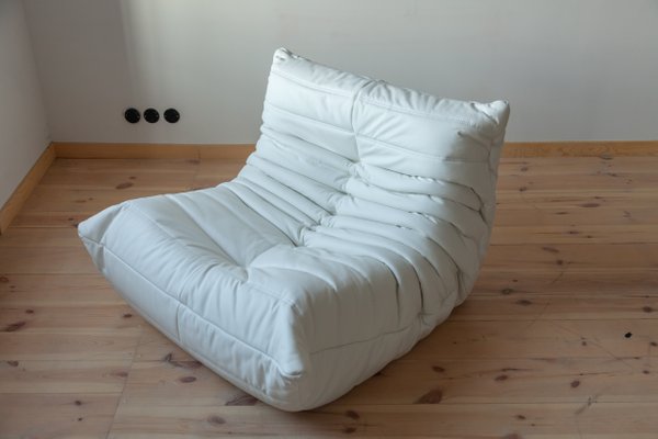Vintage White Leather Togo Lounge Chair By Michel Ducaroy For Vintage White Leather Togo Lounge Chair