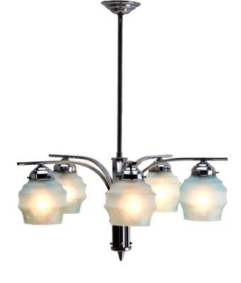 Vintage Art Deco Chromed 5 Arm Ceiling Lamp For Sale At Pamono
