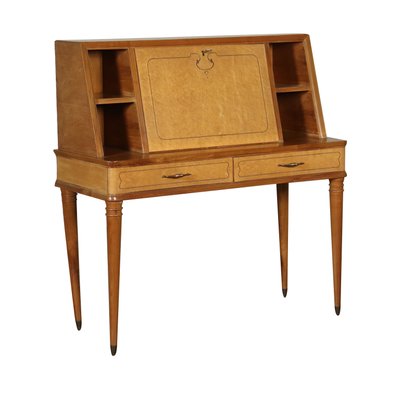 Walnut And Burl Veneer Drop Leaf Desk 1950s For Sale At Pamono
