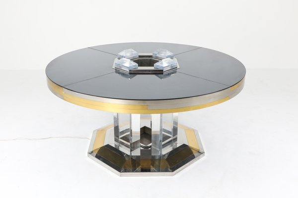 Chrome Brass Round Dining Table By, Brass Circle Dining Table