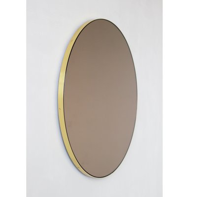 Bronze Tinted Orbis Round Mirror With, Brass Round Mirror
