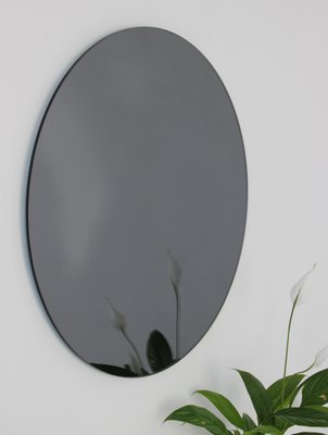 Orbis Black Tinted Round Minimalist Mirror with Black Frame