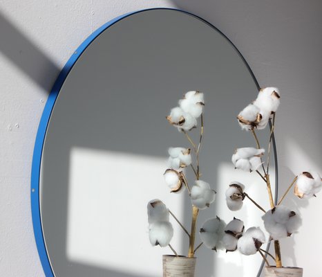 Small Orbis Wall Mirror With Blue Frame By Alguacil Perkoff For Small Orbis Wall Mirror With Blue Frame