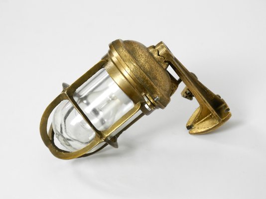Vintage Brass and Glass Ship Wall Lamp 1950s