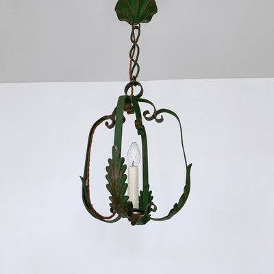 Vintage Wrought Iron Ceiling Lamp 1930s
