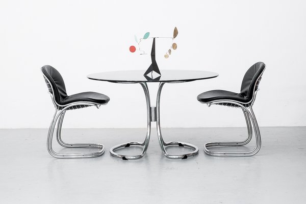 Chrome Smoked Glass Dining Table By Giotto Stoppino For At Pamono - Glass And Chrome Dining Room Tables Chrome Smoked Glass Dining Table By Giotto Stoppino For At Pamono - Glass And Chrome Dining Room Tables