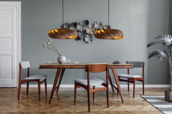 Large Walnut Andromeda Pendant Lamp by Manuel Döpper for Large Walnut Andromeda Pendant Lamp by Manuel Döpper for