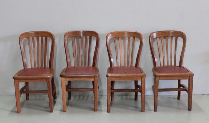 Vintage Solid Oak Dining Chairs Set of 4 for sale at Pamono