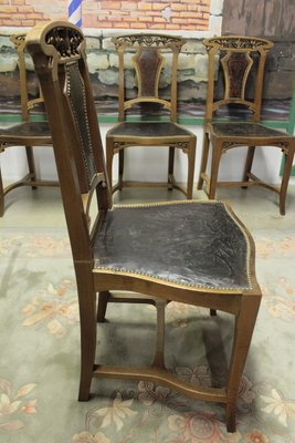 Antique Art Nouveau Walnut Dining Chairs Set of 4