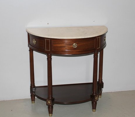 End Table 3 Tier Half Moon Console Mahogany Wood Finish 23w x29.5h x12d 