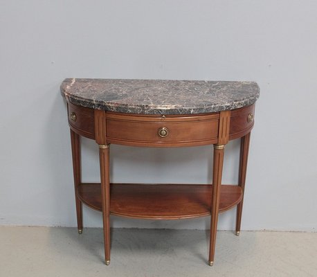 Mid Century Louis Xvi Style Cherry Half Moon Console Table For