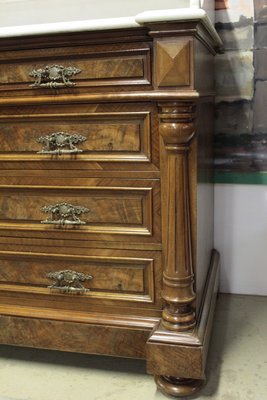 Vintage Walnut Veneer And White Marble Dresser For Sale At Pamono