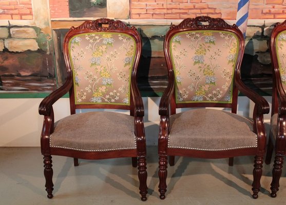 Antique Louis Philippe Mahogany Armchairs, Set of 4 for sale at Pamono