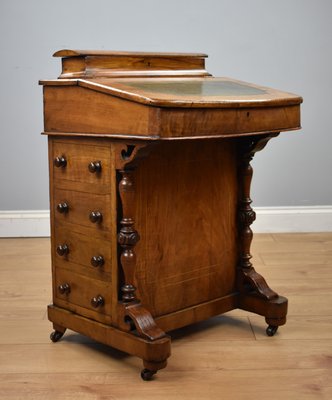 Antique Walnut Inlaid Davenport Writing Desk For Sale At Pamono