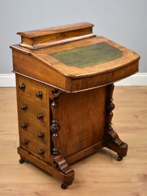 Antique Walnut Inlaid Davenport Writing Desk For Sale At Pamono