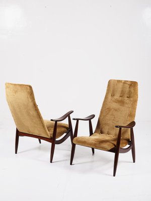 High Back Easy Chairs By Louis Van Teeffelen For Webe 1950s Set
