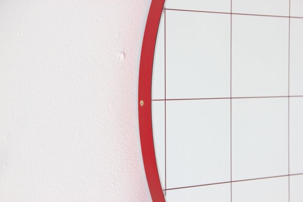 Small Red Orbis Round Wall Mirror With, Red Wall Mirror