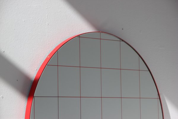 Orbis Round Mirror With Red Frame And Grid By Alguacil Perkoff Ltd For At Pamono Orbis Round Mirror With Red Frame And, Round Mirror Red Frame