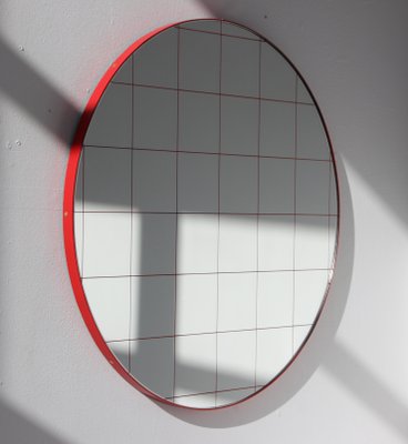 Medium Orbis Round Mirror With Red, Round Mirror Red Frame