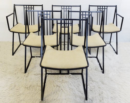 Vintage Black Metal Dining Chairs Set Of 6 For At Pamono Vintage Black Metal Dining Chairs Set