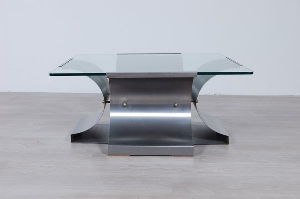 Steel And Glass Coffee Table By Francois Monnet For Kappa 1970s For Sale At Pamono