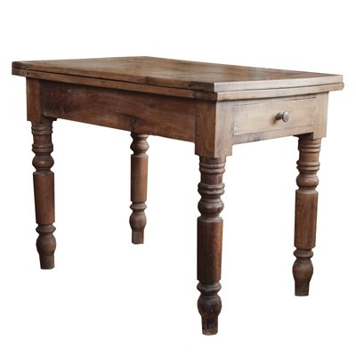 Antique Italian Walnut Extendable Side Table For Sale At Pamono