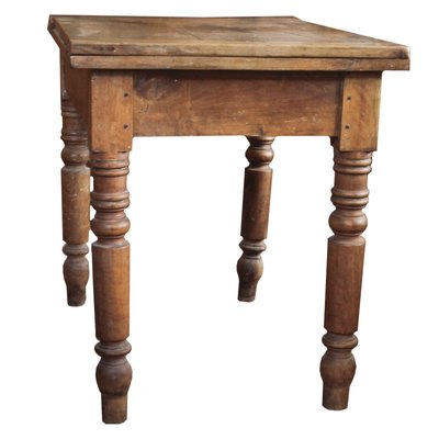 Antique Italian Walnut Extendable Side Table For Sale At Pamono