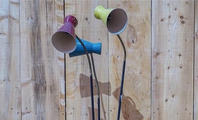 Multi Colored Perforated Metal Floor Lamp 1950s For Sale At Pamono
