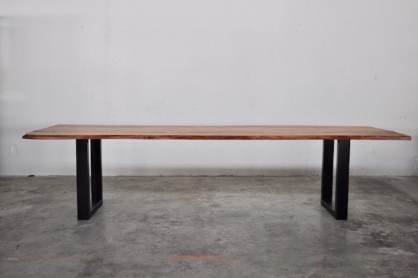 Burnished Metal Walnut Dining Table From Atelier Borella For