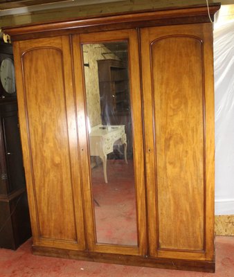 Antique Mahogany 3 Door Mirrored Wardrobe For Sale At Pamono
