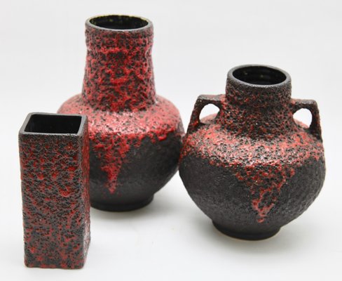 Red Lava Vases From Fohr 1970s Set Of 3 For Sale At Pamono