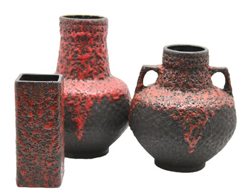 Red Lava Vases From Fohr 1970s Set Of 3 For Sale At Pamono