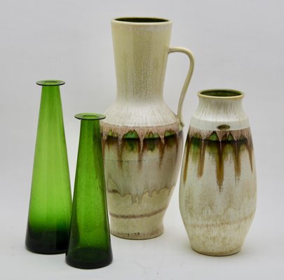 Green Vases From Jasba And Braine Le Comte 1960s Set Of 4 For