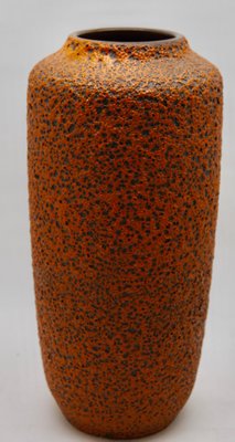 Hot Orange Fat Lava Floor Vases From Scheurich 1973 Set Of 3 For