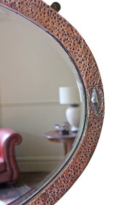 Antique Art Nouveau Copper And Brass, Antique Copper Mirror Glass