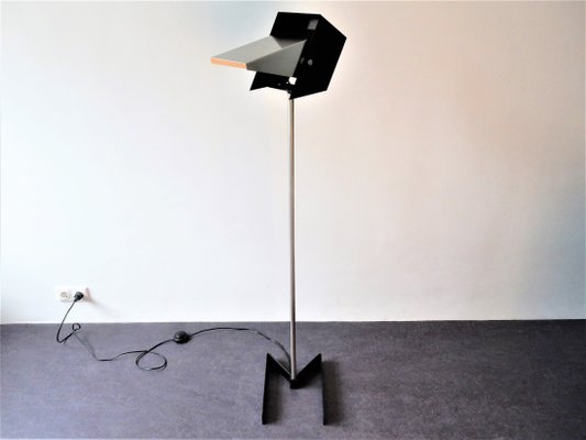 black mid century floor lamp