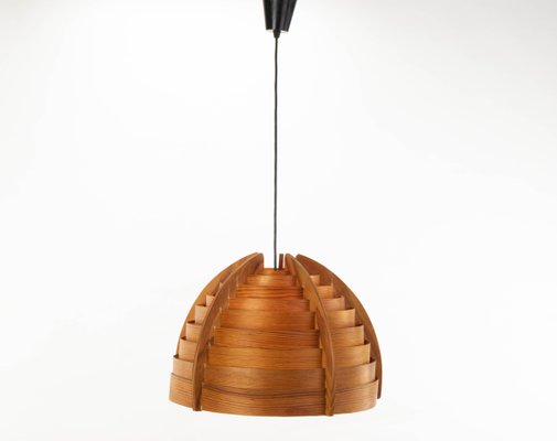 Swedish Wooden Slat Ceiling Lamp By Hans Agne Jakobsson For Markaryd 1960s