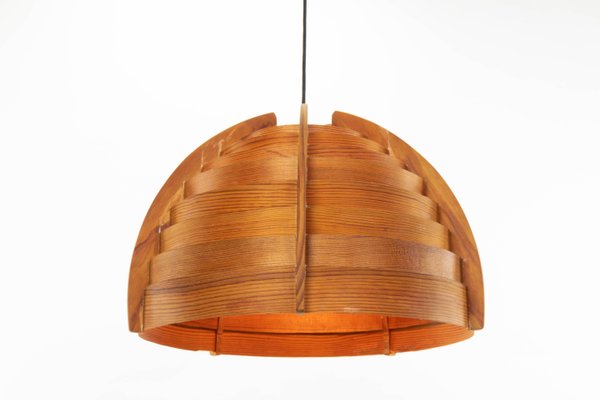 Swedish Wooden Slat Ceiling Lamp By Hans Agne Jakobsson For Markaryd 1960s