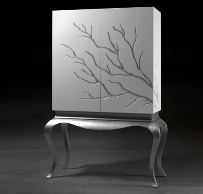 White Wardrobe With Led Light Interior And Branch Decor By Maria J