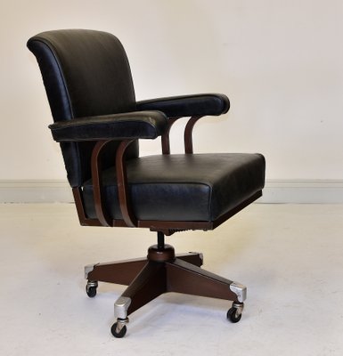 Industrial Metal And Leather Desk Chair From Hillcrest 1950s For Industrial Metal And Leather Desk Chair