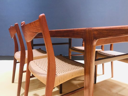Mid Century Teak And Paperchord Dining Set By Arne Wahl Iversen