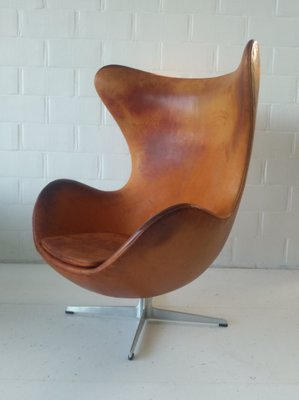 Mid Century Danish Cognac Leather Egg Chair By Arne Jacobsen For Mid Century Danish Cognac Leather Egg