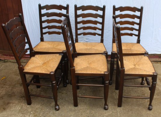 Oak And Leather Dining Chairs 1940s Set Of 6 For Sale At Pamono