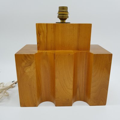 Solid Wood Table Lamp From Maison Regain 1970s Solid Wood Table Lamp From Maison Regain 1970s